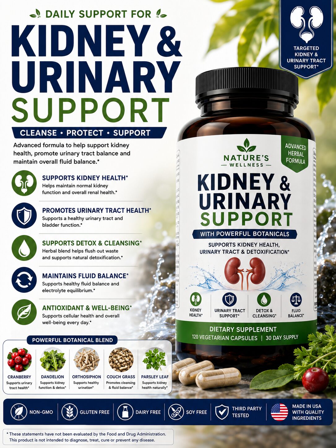 Kidney and urinary support supplements